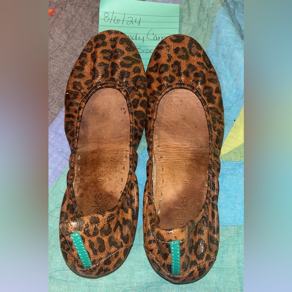 Tieks Leopard Print Ballet Flats, Italian Leather, Size 9